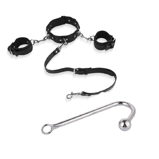 Anal Cuffs 5334 and Beaded Elegant Collar with Hook 0818
